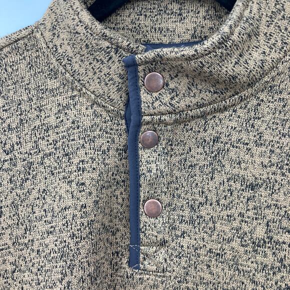 Solaris Brown Black Marbled Long Sleeve 3 Snap Pullover Pocket Sweatshirt Top - Picture 6 of 8